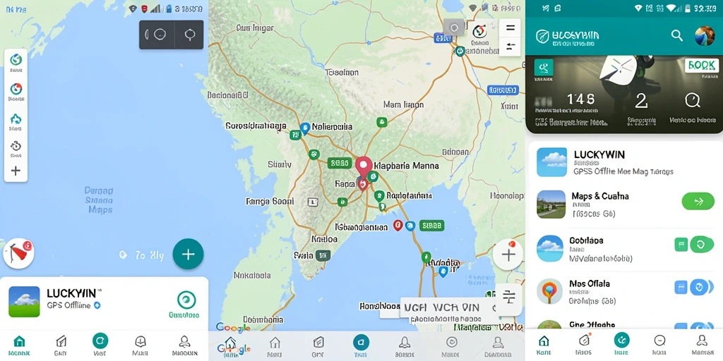 Antarmuka aplikasi LUCKYWIN yang mudah digunakan untuk navigasi offline.