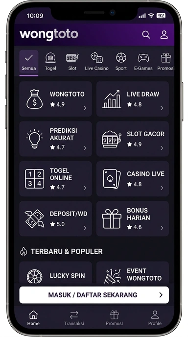 Tampilan katalog aplikasi wongtoto